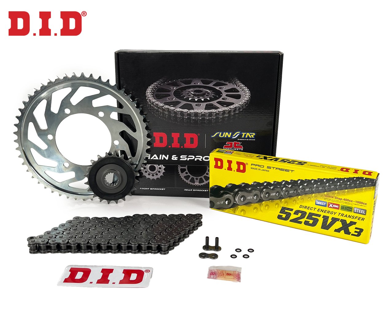 ZİNCİR DİŞLİ SETİ KTM ADVENTURE R (990 cc)  (2010-2013) / ZİNCİR : DID-525VX3 (Çelik)-118 / DİŞLİ: JT (16T-42T)