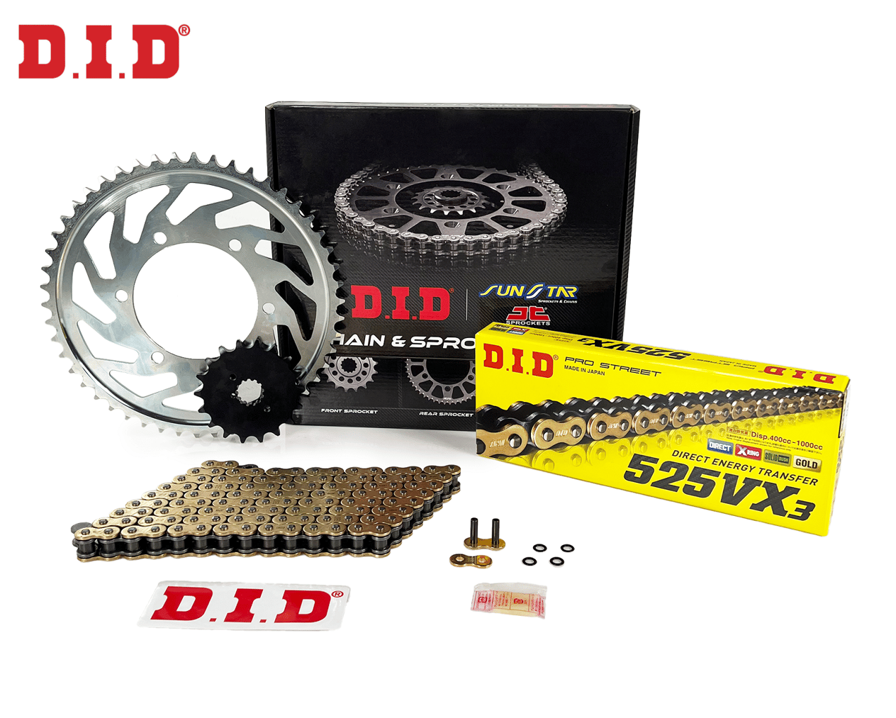 ZİNCİR DİŞLİ SETİ KTM ADVENTURE R (990 cc)  (2010-2013) / ZİNCİR : DID-525VX3 (Gold)-118 / DİŞLİ: SUNSTAR (16T-42T)