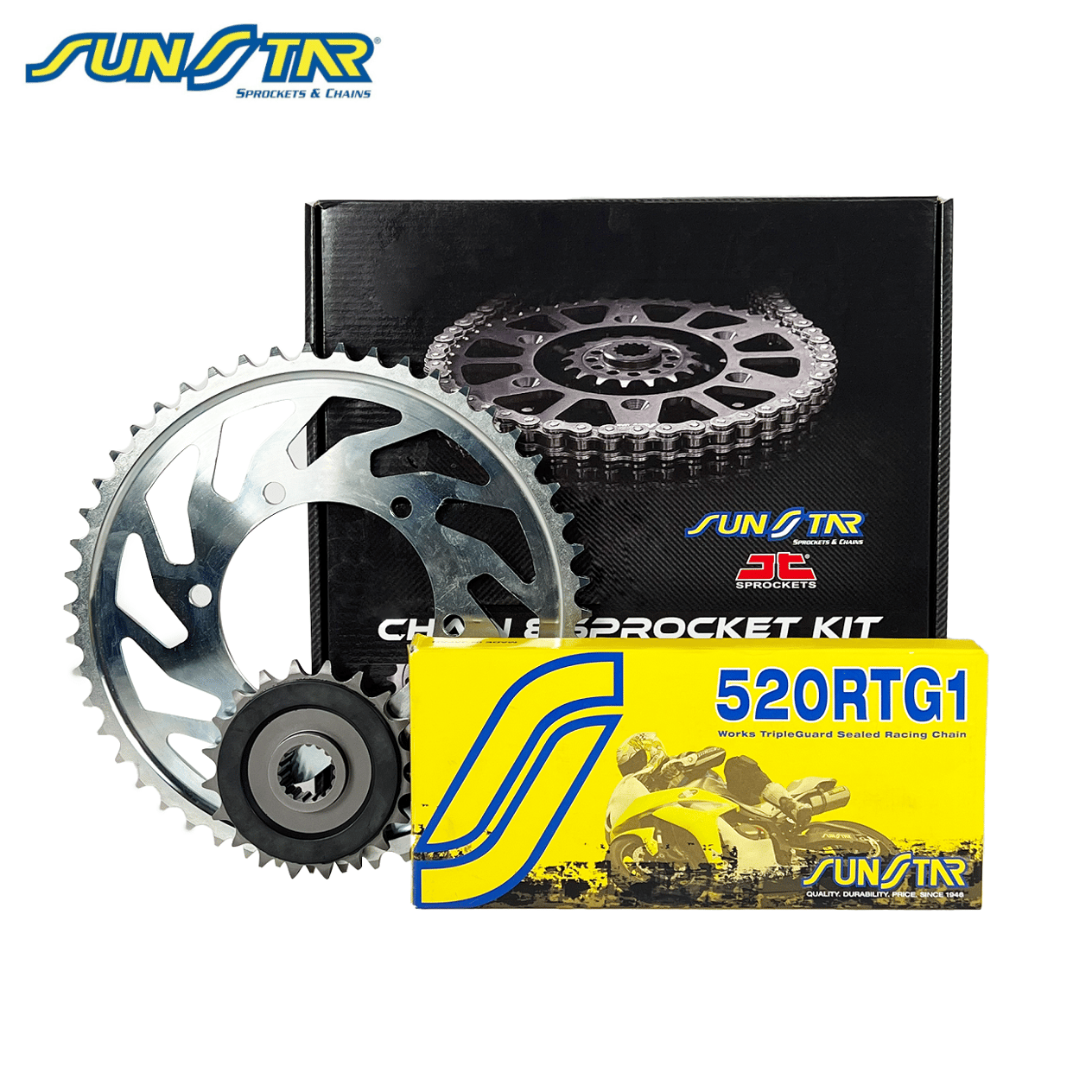 ZİNCİR DİŞLİ SETİ SUZUKI DL V-STROM (250 cc)  (2017-2020) / ZİNCİR : SUNSTAR 520RTG1 (Gold)-116 / DİŞLİ: JT (14T) - SUNSTAR (46T)