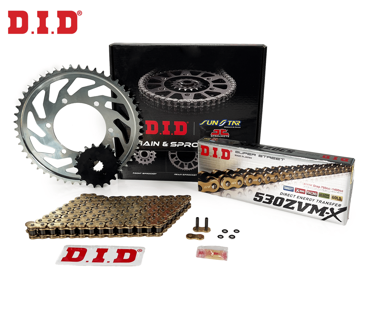 ZİNCİR DİŞLİ SETİ TRIUMPH SPRINT RS (955 cc) (2002-2003) / ZİNCİR : DID-530ZVM-X (Gold)-108 / DİŞLİ: SUNSTAR (18T) - JT (43T)