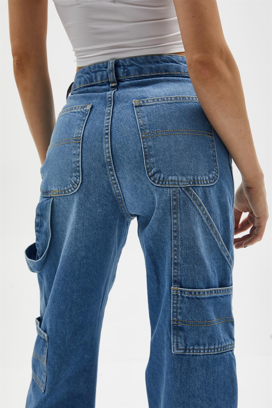 Yamalı Straight Kargo Jean