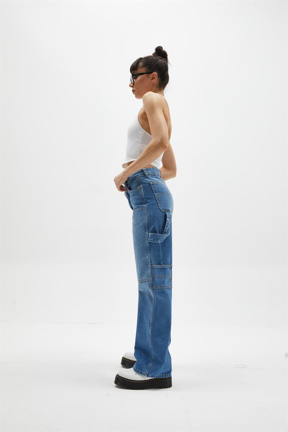 Yamalı Straight Kargo Jean
