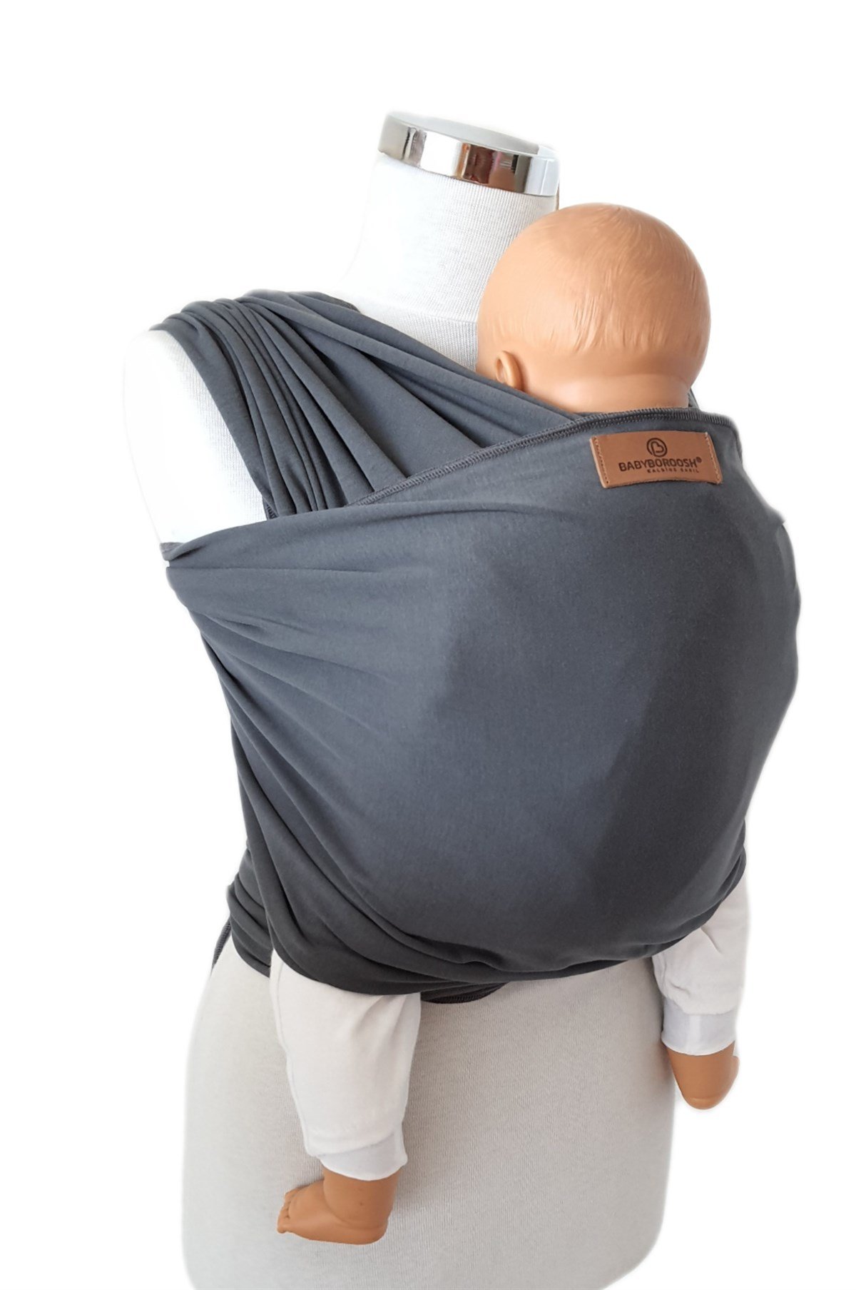 Esnek Sling Antrasit - Bebek Taşıma Şalı- %100 Pamuklu Yumuşak Doku -Kese ve Bere Hediyeli