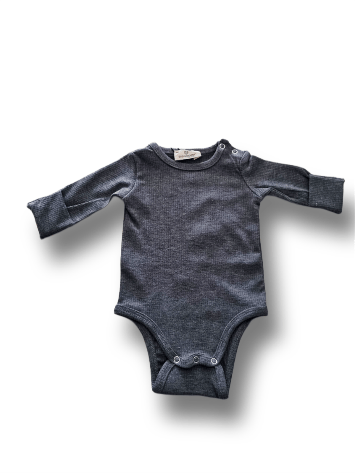 Gri Bebekle Büyüyen Esnek Uzun Kollu Bebek Zıbın - Çıtçıtlı Body