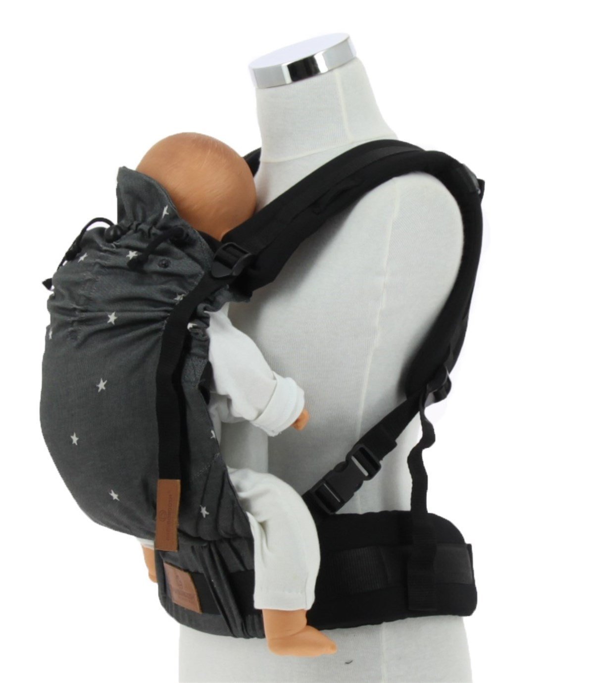 New Age Büyüyen Yenidoğan Ergonomik Bebek Kangurusu- Oeko Tex (STARS BLACK)