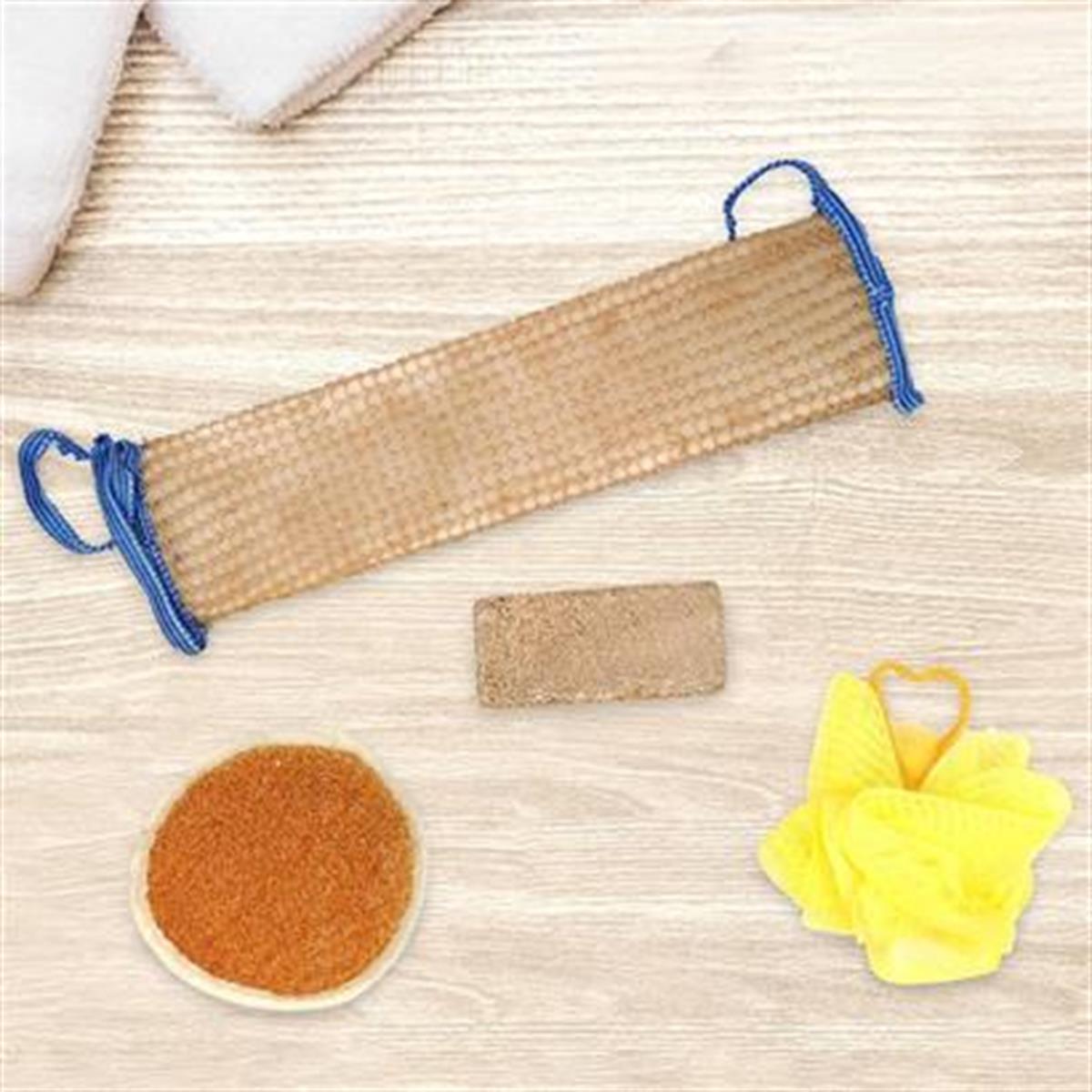 BUFFER® 4 Parçalı Banyo Duş Lifi Seti Vücut Sırt Yüz Lifi Ponza Taşı
