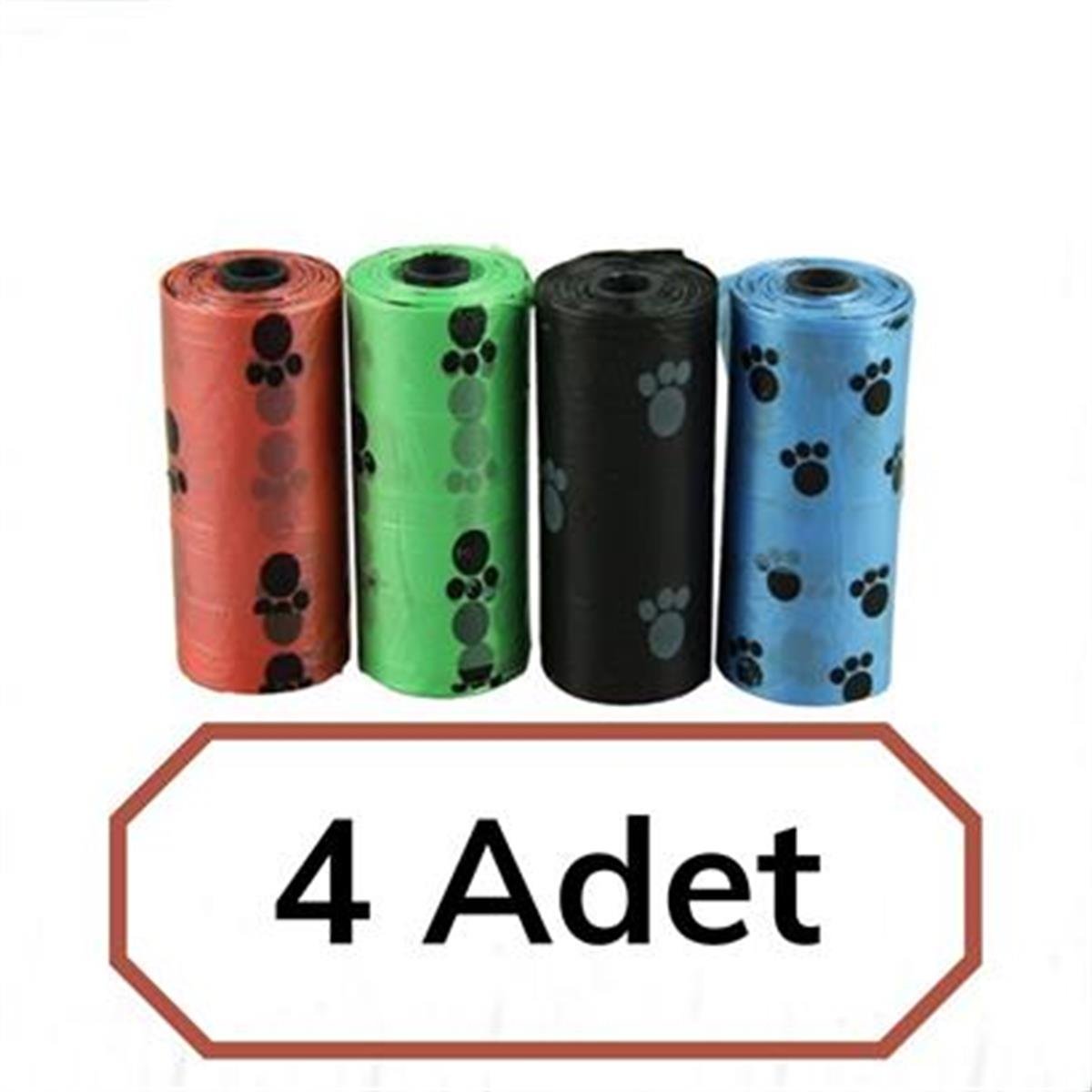 BUFFER® 4lü Evcil Hayvanlar Için Pati Desenli Kedi Köpek Kaka Poşeti Torbası