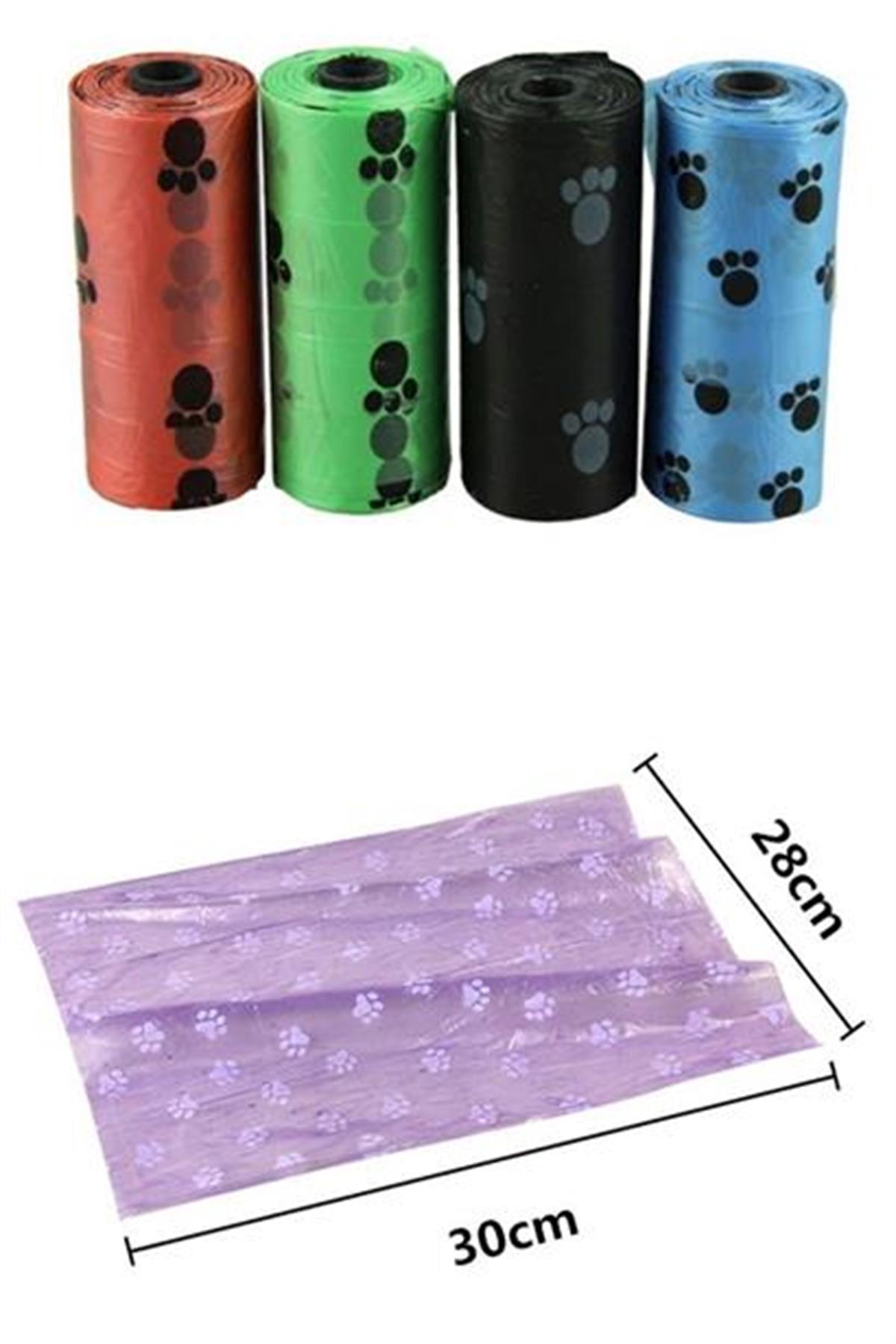 BUFFER® 4lü Evcil Hayvanlar Için Pati Desenli Kedi Köpek Kaka Poşeti Torbası