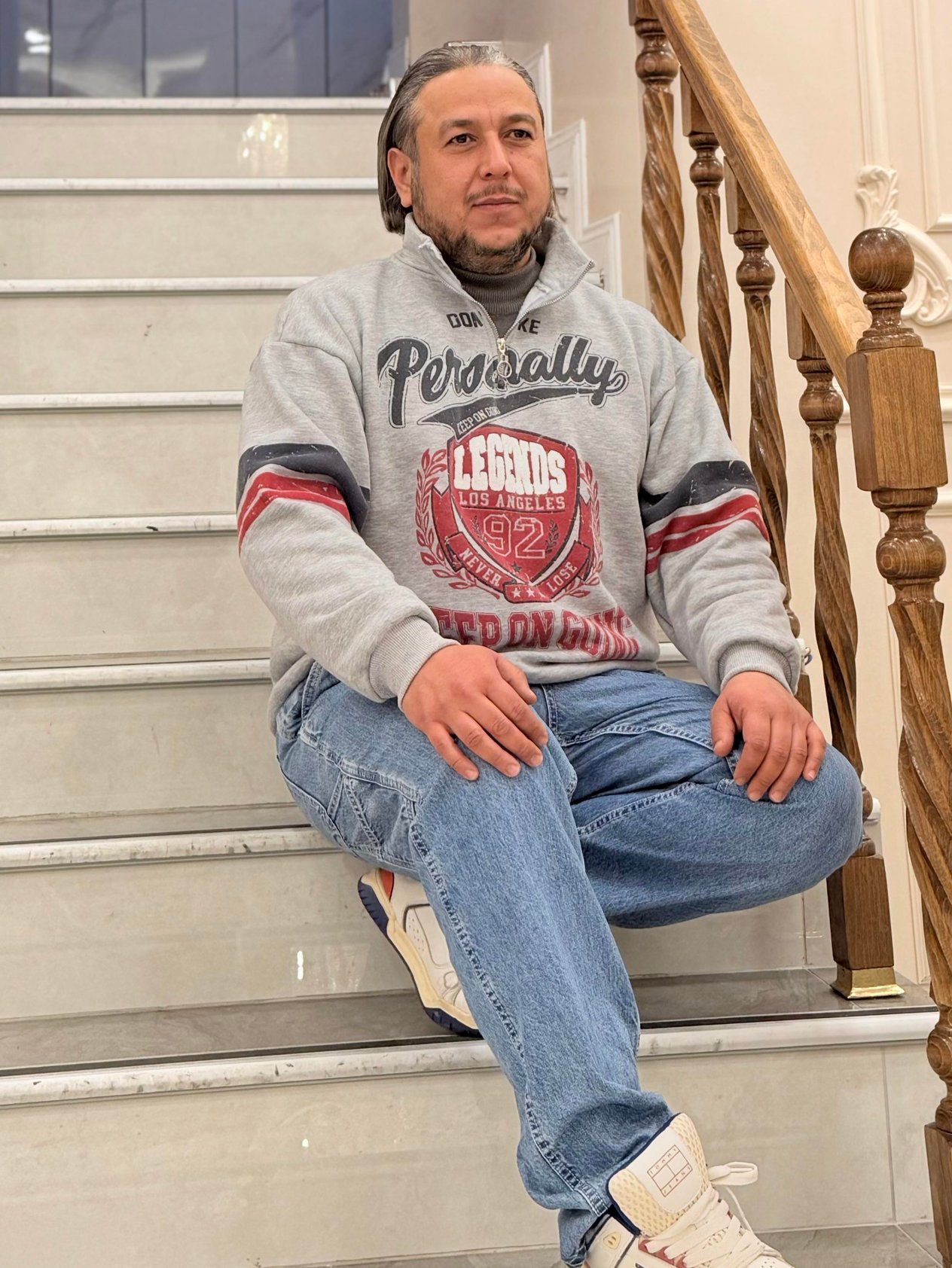 Gri Unisex Kol ve Ön Baskılı Şardonlu Sweat
