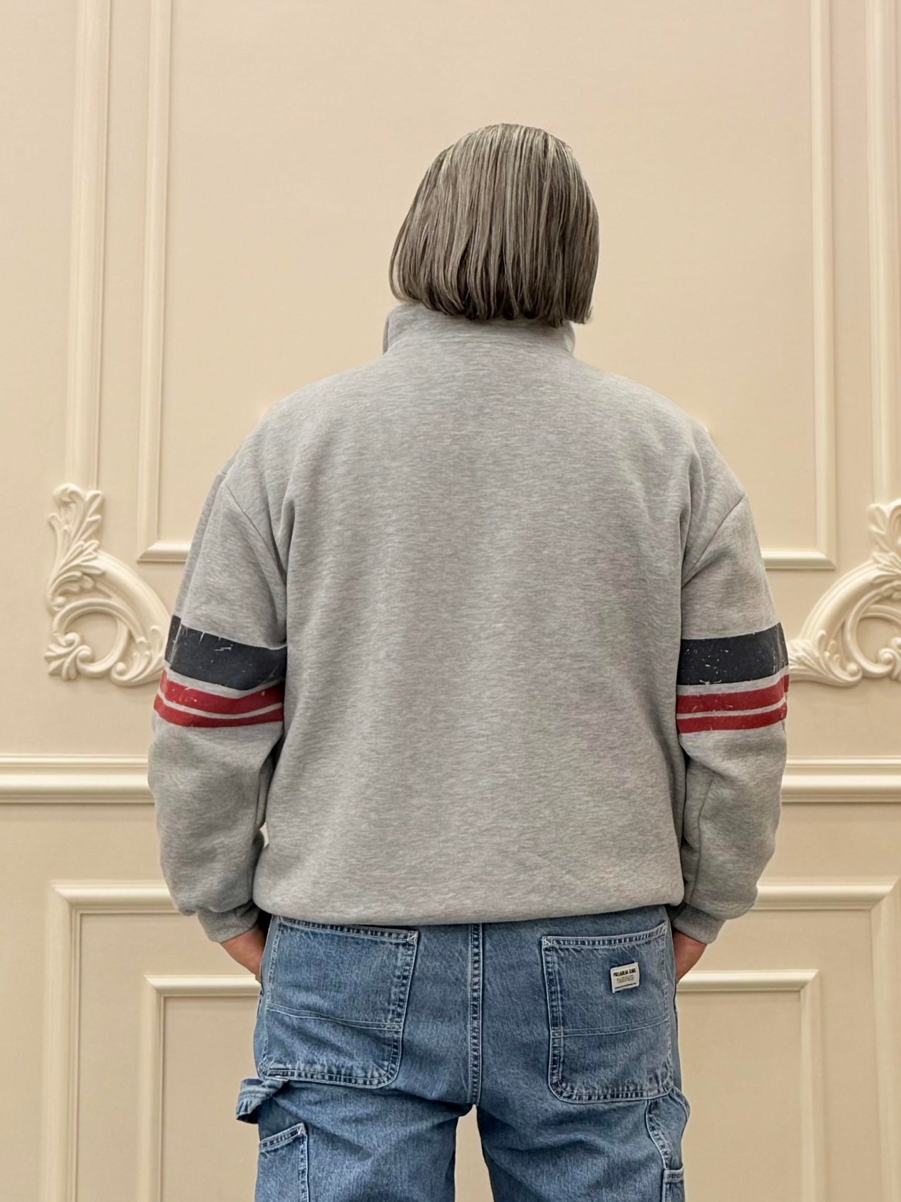 Gri Unisex Kol ve Ön Baskılı Şardonlu Sweat