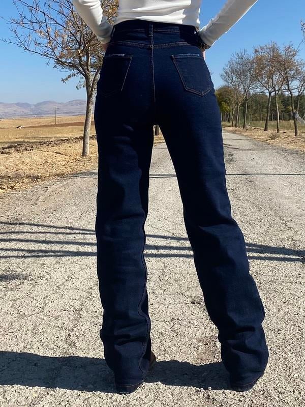 LACİVERT YÜKSEK BEL İSPANYOL PAÇA JEAN