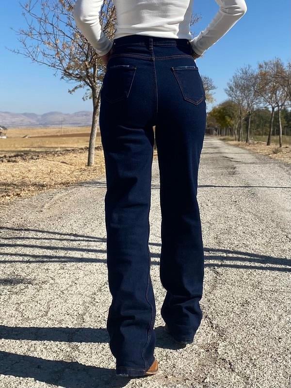 LACİVERT YÜKSEK BEL İSPANYOL PAÇA JEAN