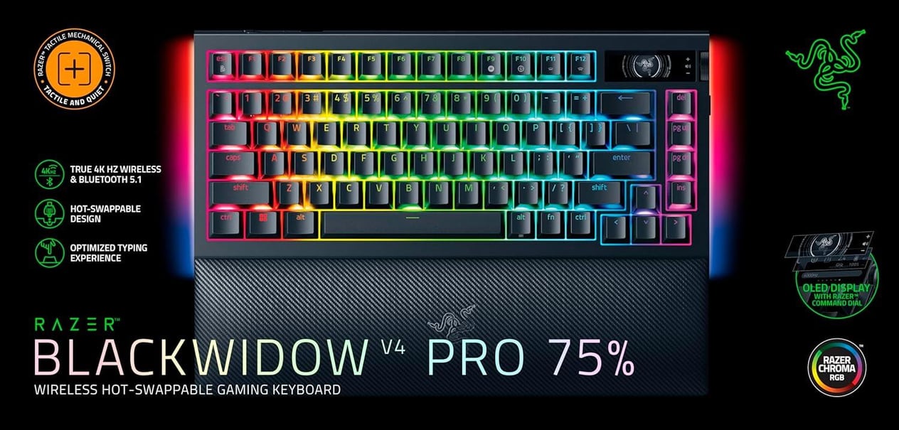 Razer Blackwidow V4 Pro %75 Kablolu Mekanik Oyuncu Klavyesi Us