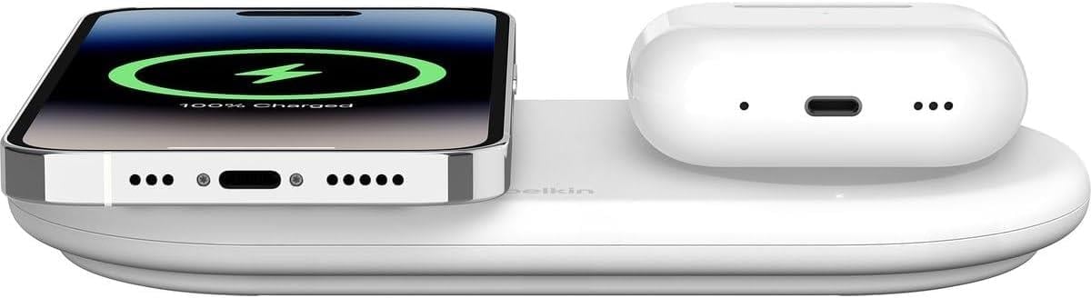 Belkin BoostCharge Pro 2'si 1 arada MageSafe Kablosuz Şarj İstasyonu - ‎WIZ021vfWH