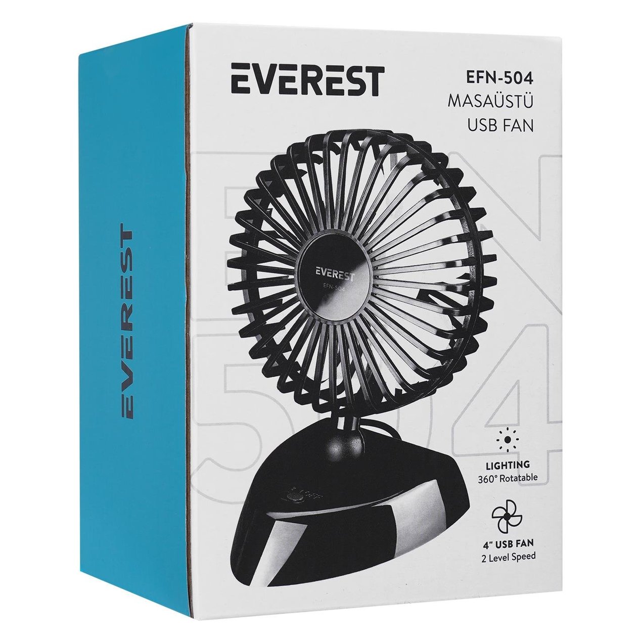 Everest EFN-504 Taşınabilir Masaüstü Siyah USB Fan