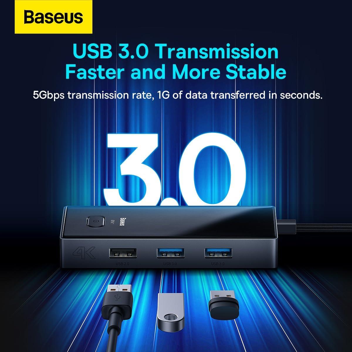 Baseus PioneerJoy 8 in 1 Type-C Hub Adaptör-Gri