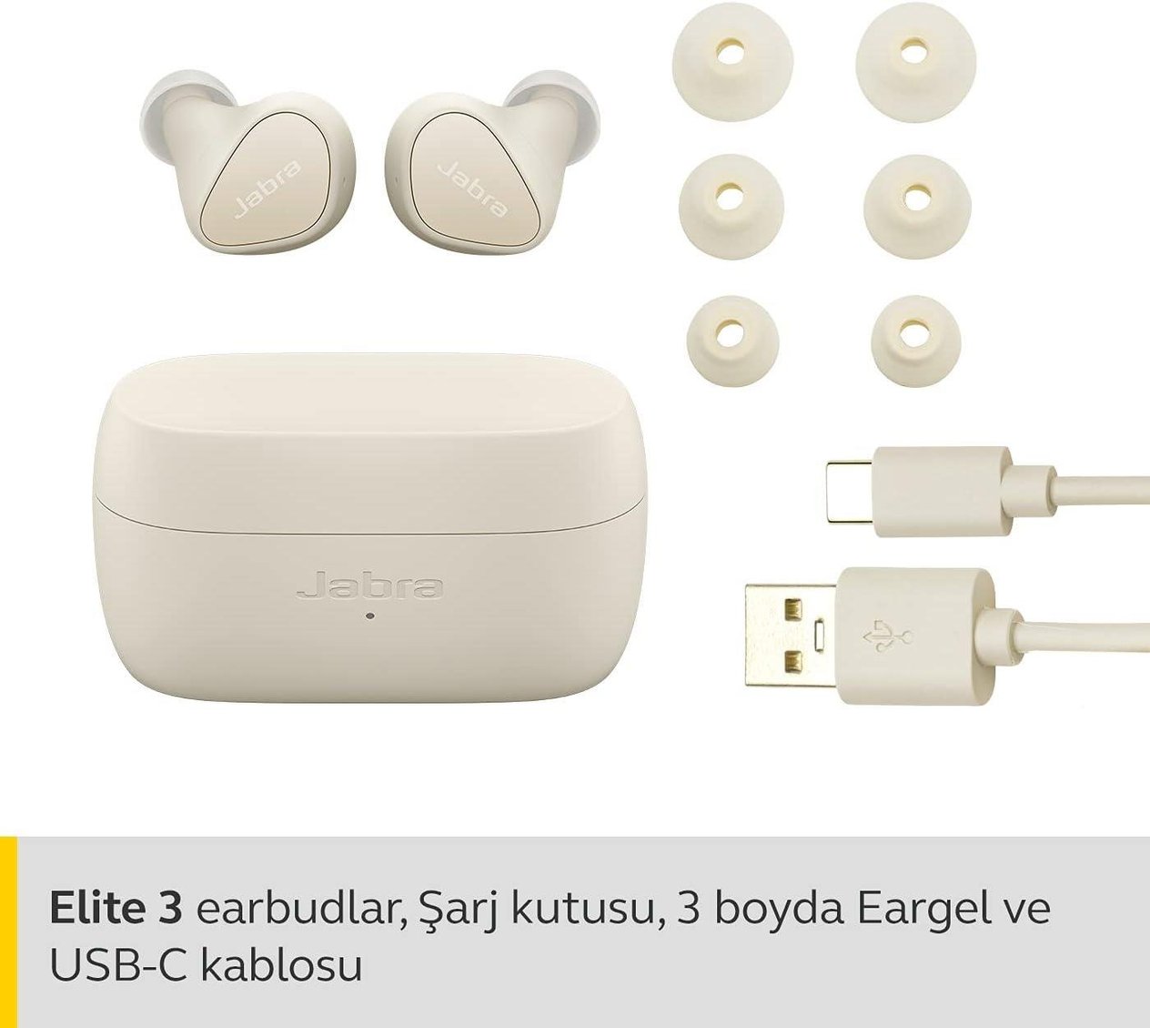 Jabra Elite 3 Kulakiçi Kablosuz Bluetooth Kulaklık - Altın/Bej
