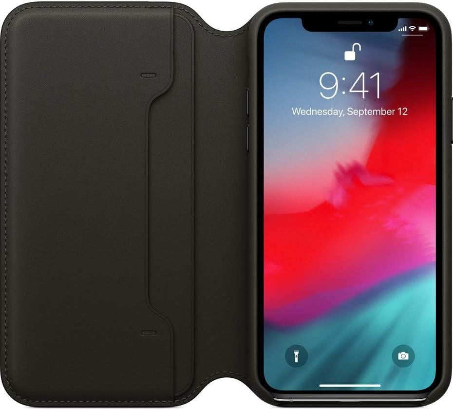 Apple iPhone XS Folio Deri Kılıf Siyah