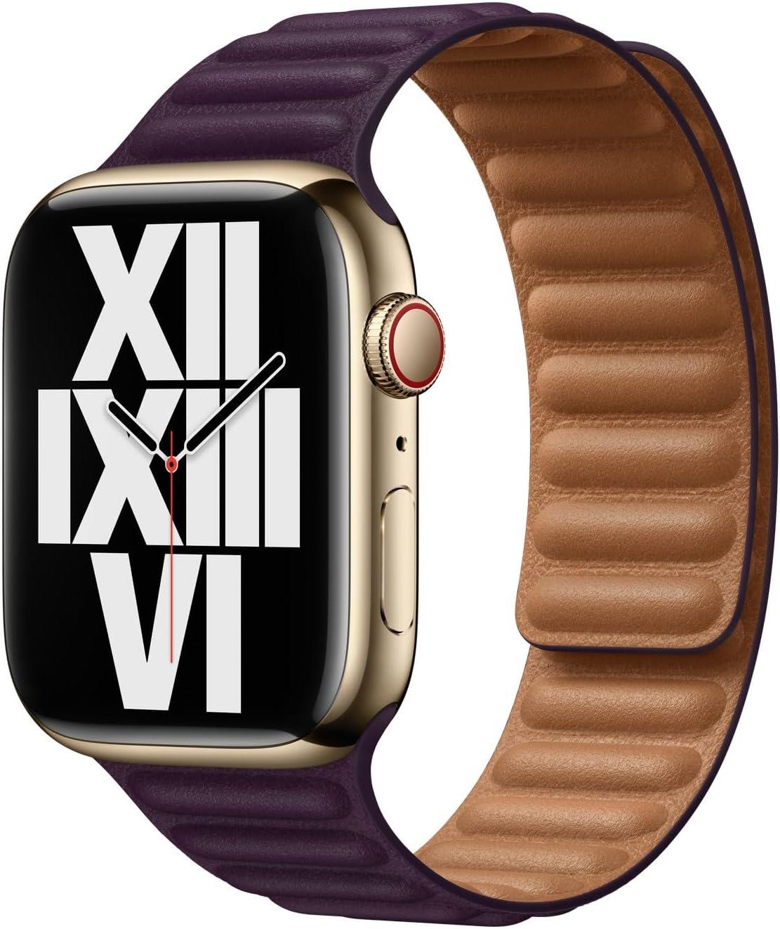  Apple Watch 41 mm Toprak Kırmızısı Baklalı Model Deri Kayış - M/L