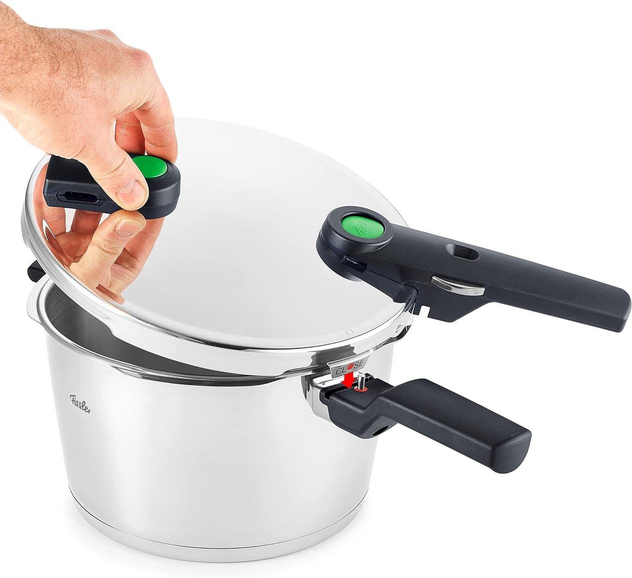 Fissler Vitaquick Green/Düdüklü Tencere Seti, 5 Parçalı (6 l - Ø 22 cm & Hızlı Kızartma Tavası 3,5 l - Ø 22 cm) Metal Kapak, Cam Kapak, Ek - İndüksiyon