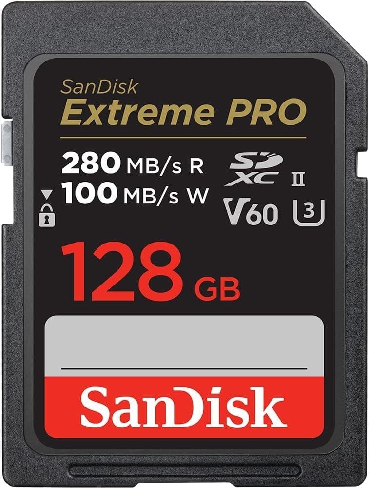 SanDisk Extreme PRO 128GB V60 UHS-II SD cards, 280/100MB/s,V60,C10,UHS-II SDSDXEP-128G-GN4IN