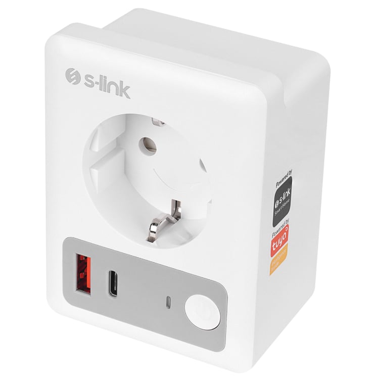 S-link SL-13 MASTERPOWER 16A Akım Korumalı Akıllı Priz WIFI&BT TUYA Destekli