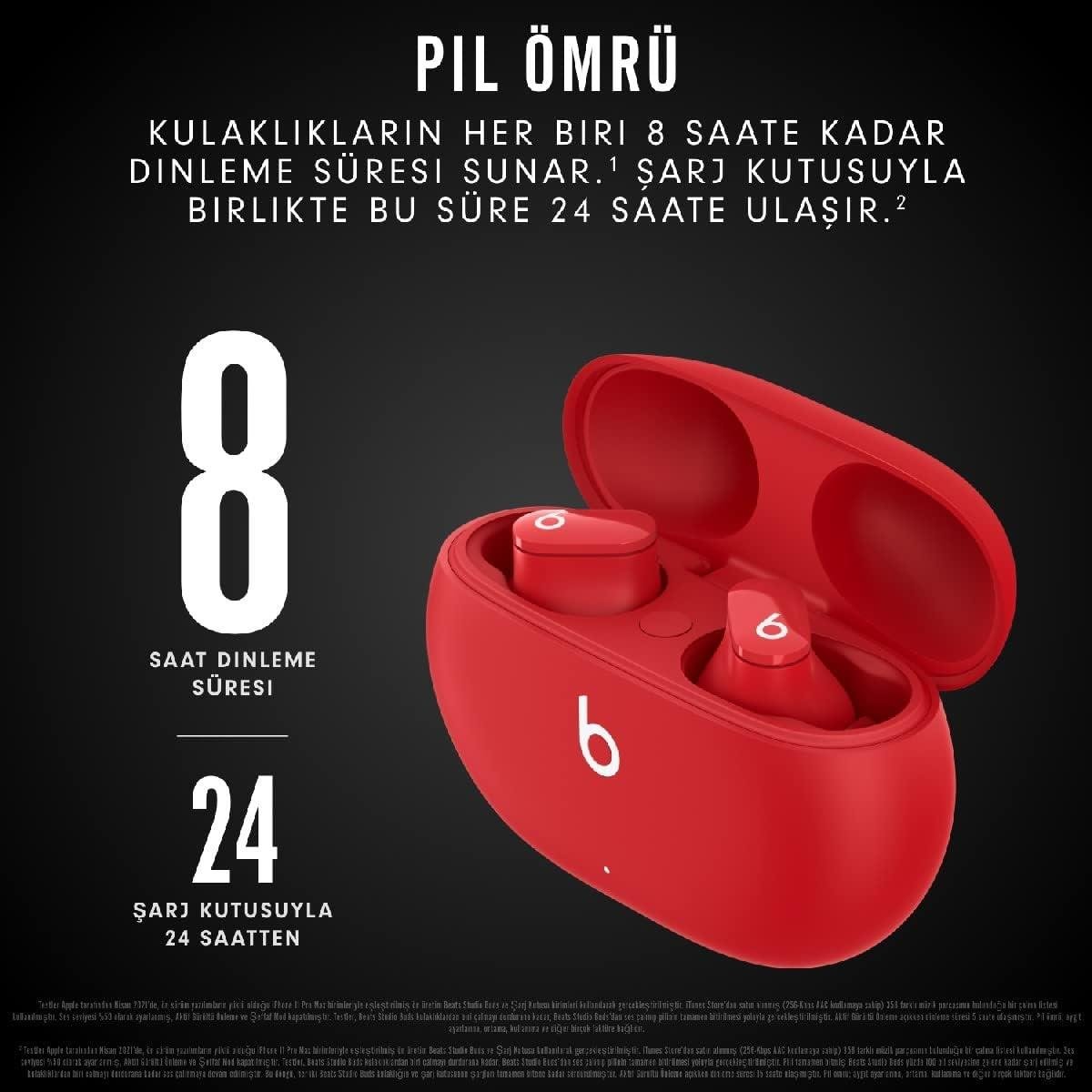 Beats Studio Buds, Gürültü Önleme Özellikli Gerçek Kablosuz Kulak İçi Kulaklık - Kırmızı