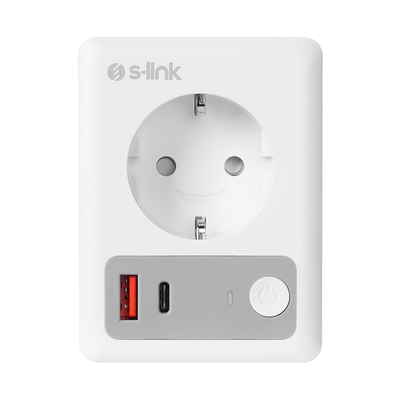 S-link SL-13 MASTERPOWER 16A Akım Korumalı Akıllı Priz WIFI&BT TUYA Destekli