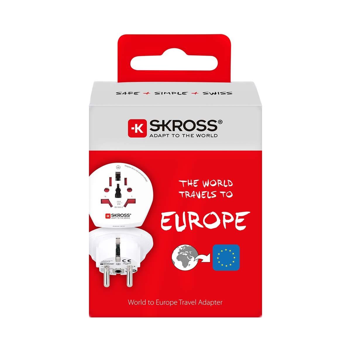 SKROSS Seyahat Adaptörü,1.500.211-E,World to Europe,Beyaz
