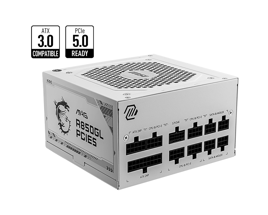 MSI PSU MAG A850GL PCIE5 WHITE 850W 80+ GOLD POWER SUPPLY-BEYAZ