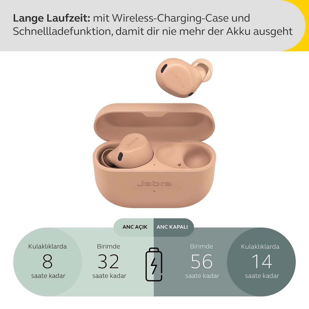 Jabra Elite 8 Active Bluetooth Kulaklık (Toz-Su-Ter Geçirmez) - Karamel