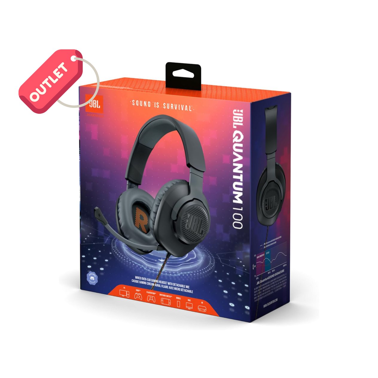 OUTLET JBL Quantum 100 Gaming Kulaklık Kablolu - Siyah