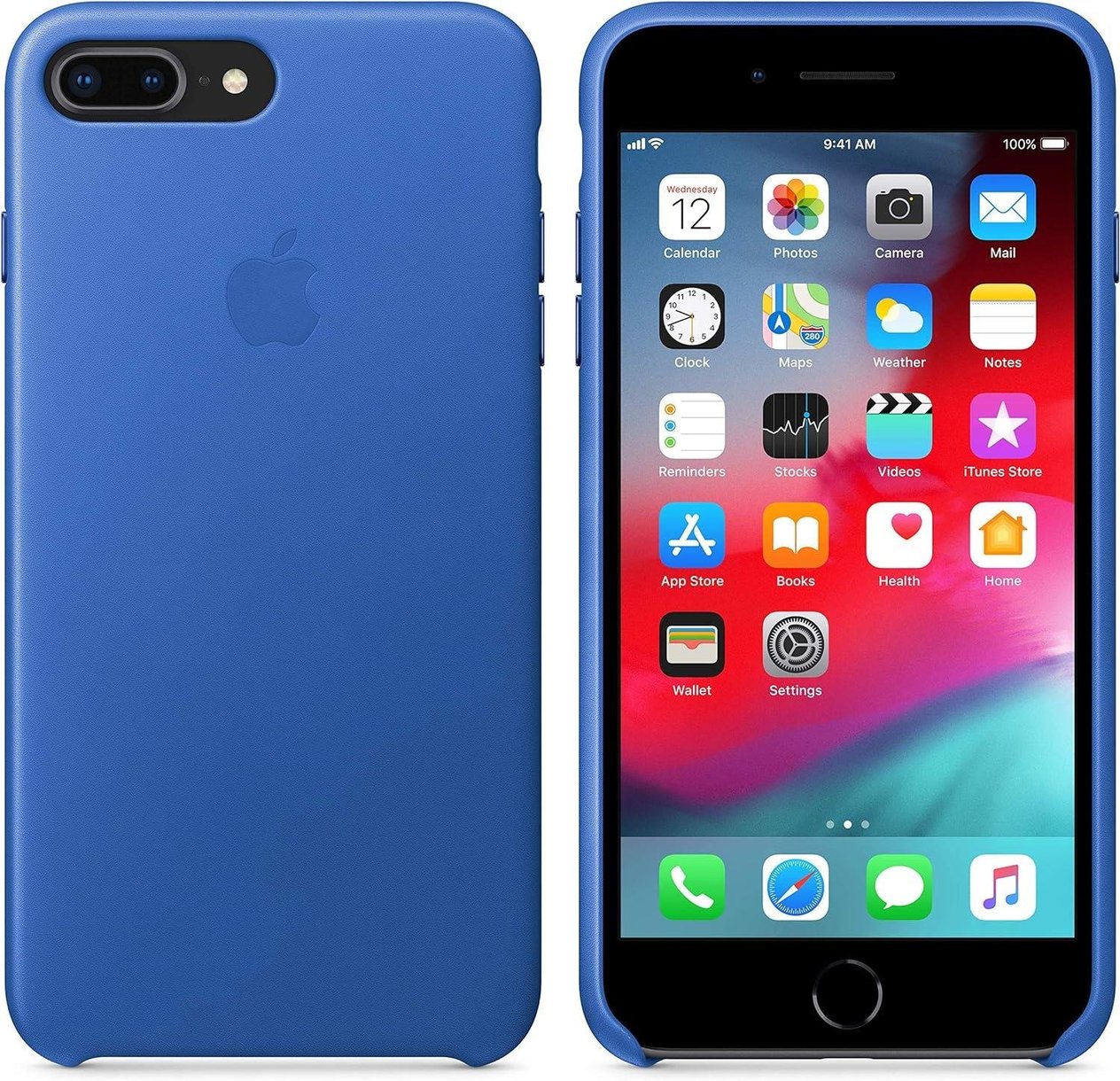 Apple iPhone 8 Plus - 7 Plus Deri Kılıf Elek.Mavi
