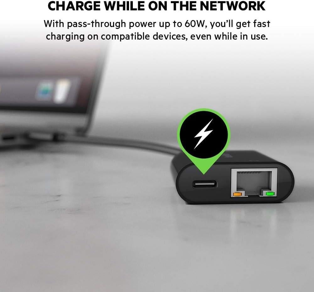 Belkin Inc001btbk Usb-c Şarj + Ethernet Çoğaltıcı