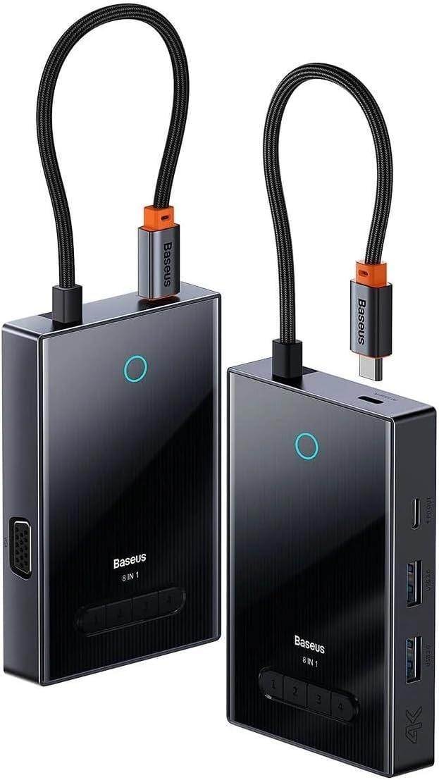 Baseus Pioneer Joy 8 in 1 Multifonksiyonal Type-C Hub Dock Station -Gri