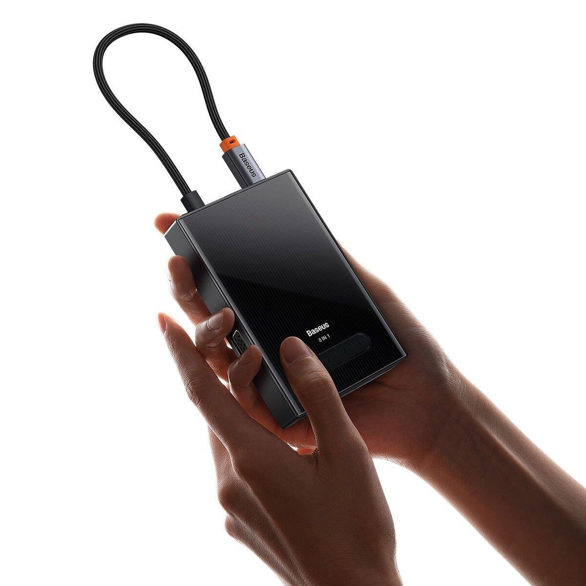 Baseus Pioneer Joy 8 in 1 Multifonksiyonal Type-C Hub Dock Station -Gri