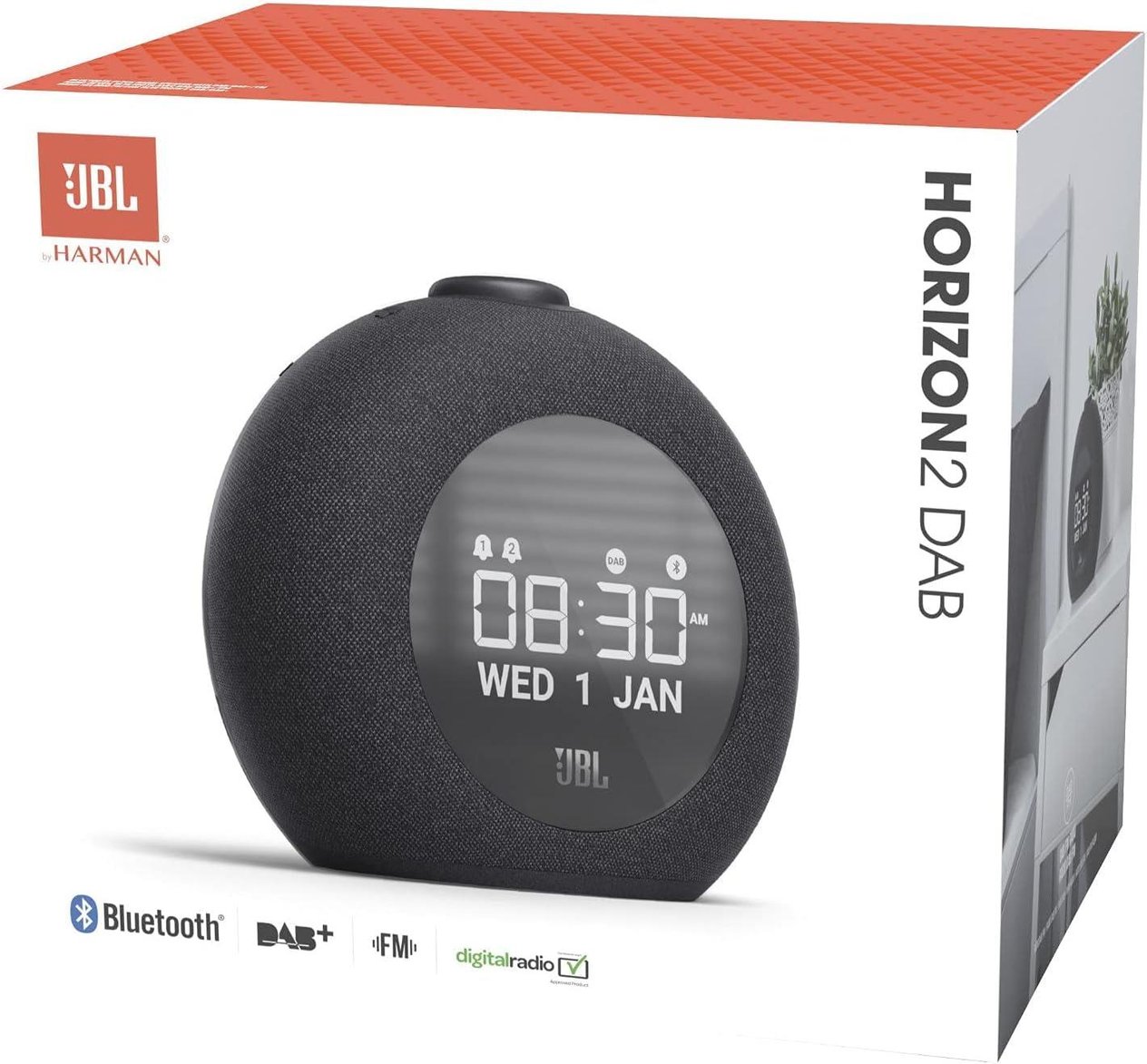 JBL Horizon 2 Alarmlı Saat, Bluetooth Hoparlör, Siyah
