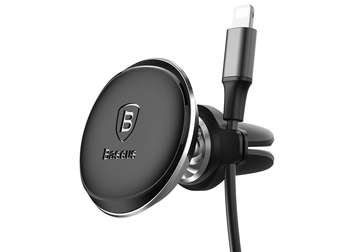 Baseus Magnetic Air Vent Oversaes Mıknatıslı ve Kablo Tutuculu Araç İçi Telefon Tutucu-Siyah