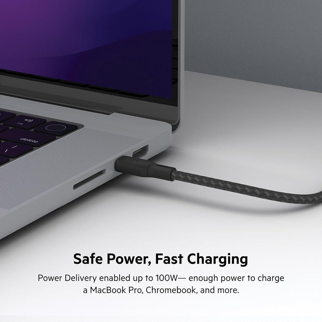 Belkin USB-C USB-C USB-IF Sertifikalı Çift Örgülü Data ve Şarj Kablosu, 100W, 2 Metre