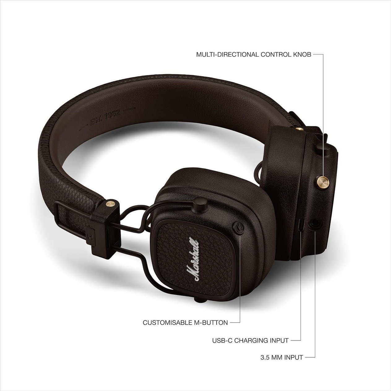 Marshall Major V Bluetooth Kulaküstü Kulaklık, Brown 