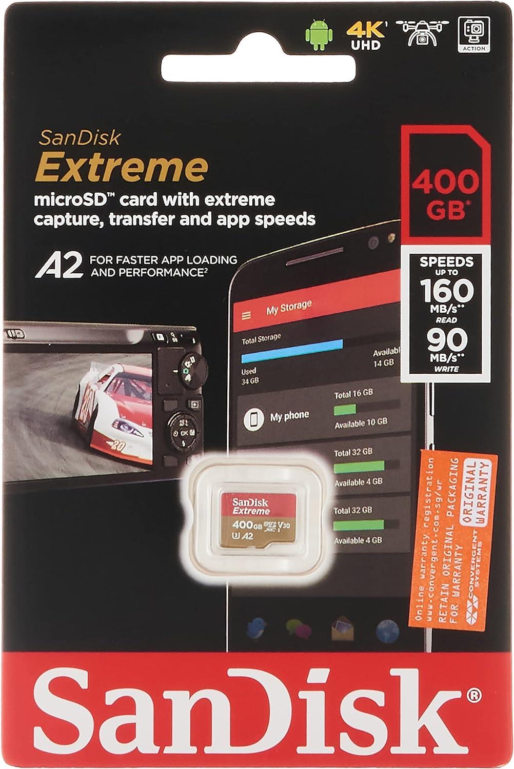 SanDisk Extreme 400GB microSDXC UHS-I Hafıza Kartı (SDSQXA1-400G-GN6MN)