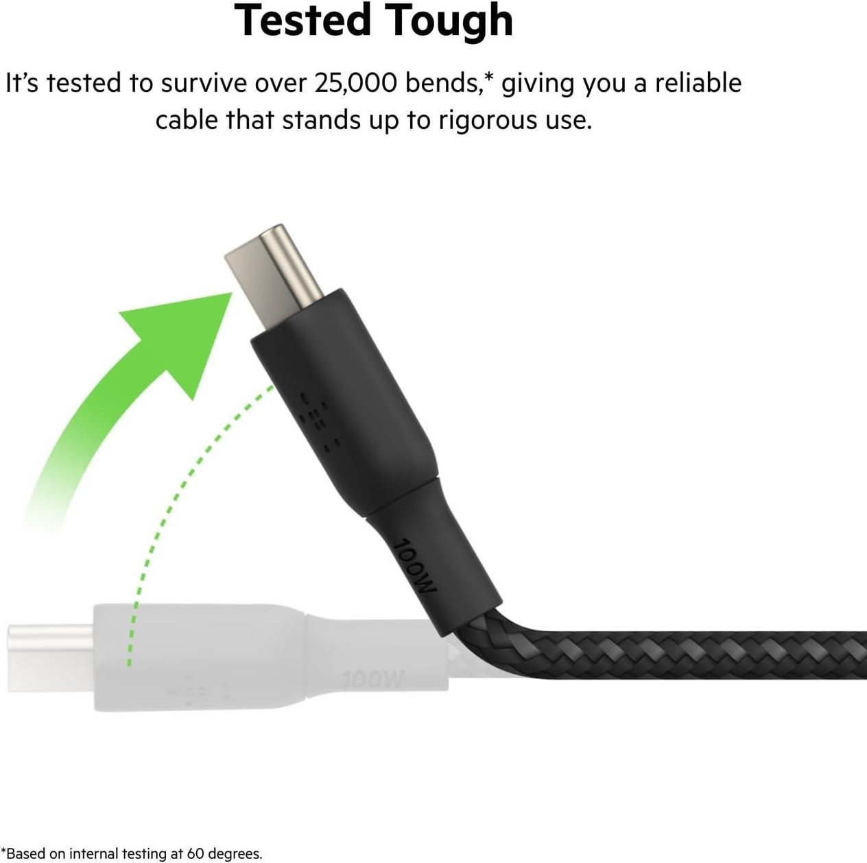 Belkin USB-C USB-C USB-IF Sertifikalı Çift Örgülü Data ve Şarj Kablosu, 100W, 2 Metre