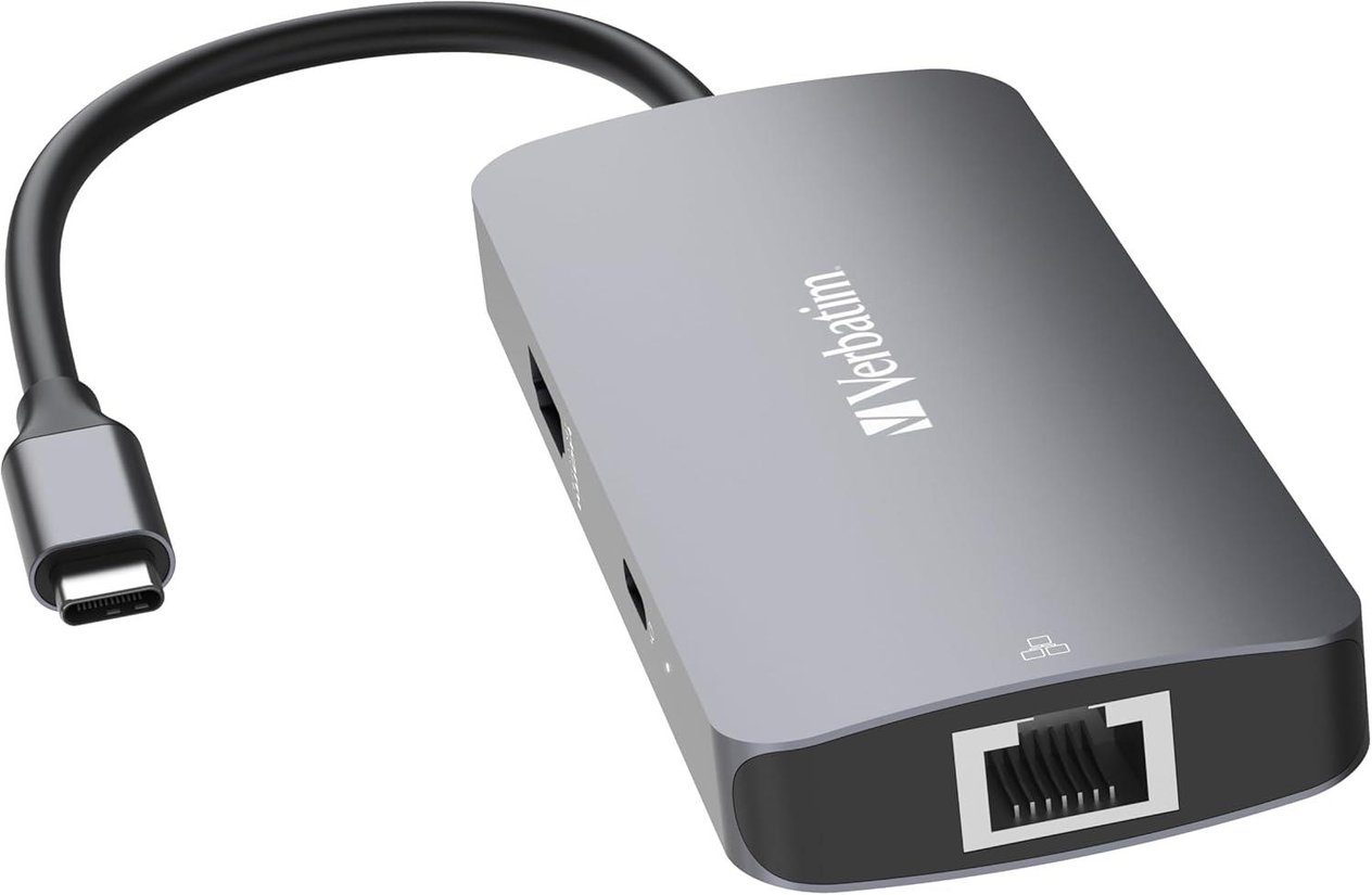 Verbatim USB-C Pro Multiport Hub 5'i 1 arada, çoklu bağlantı noktalı adaptör