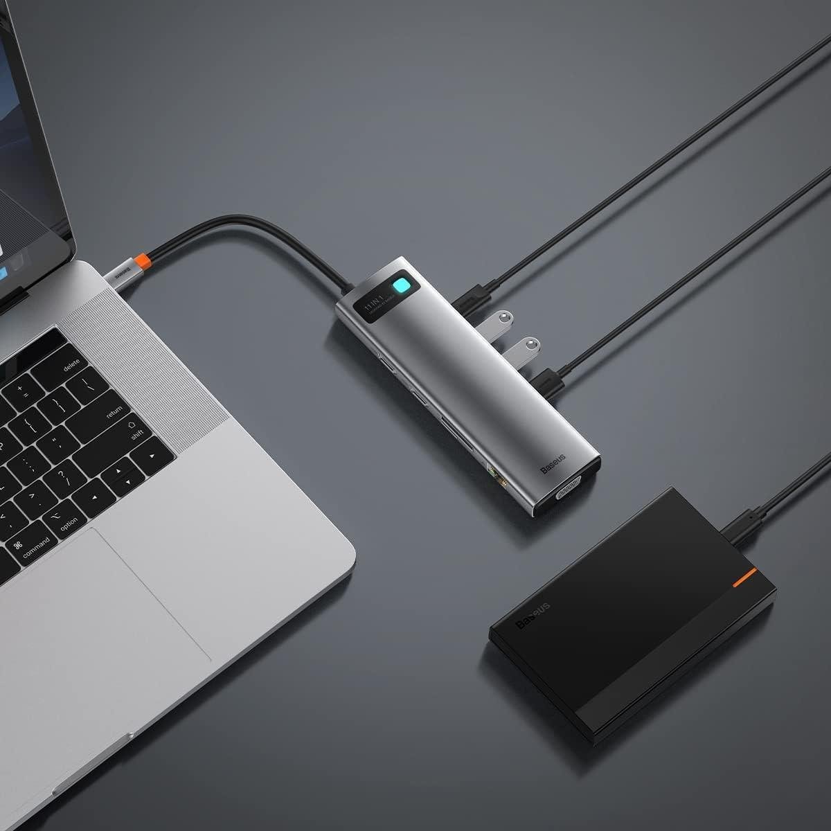 Baseus Metal Gleam 11in1 Multifonksiyonel Type-C Hub Dock Station