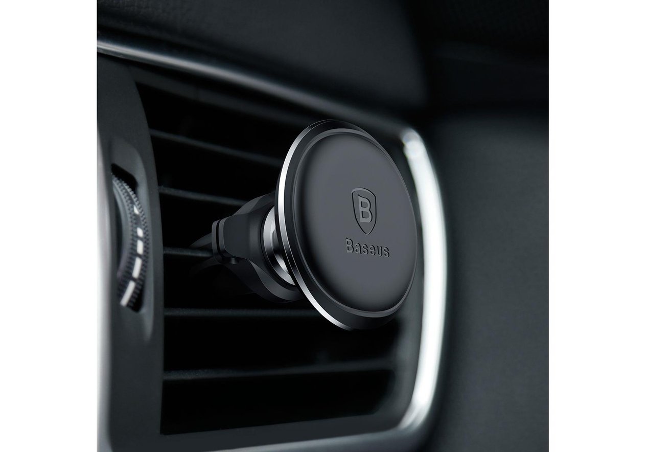 Baseus Magnetic Air Vent Oversaes Mıknatıslı ve Kablo Tutuculu Araç İçi Telefon Tutucu-Siyah