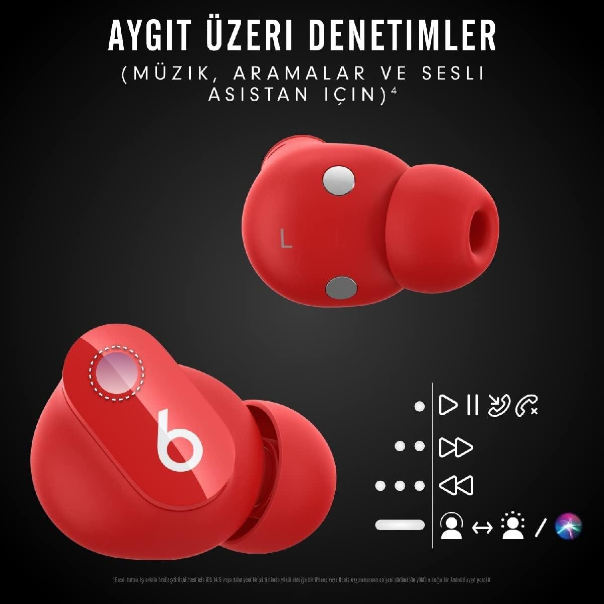 Beats Studio Buds, Gürültü Önleme Özellikli Gerçek Kablosuz Kulak İçi Kulaklık - Kırmızı