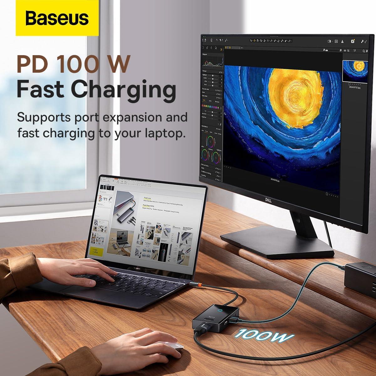 Baseus PioneerJoy 8 in 1 Type-C Hub Adaptör-Gri