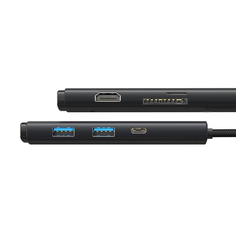 Baseus Lite 6 in 1 Multifonksiyonal Type-C Hub Dock Station - Siyah