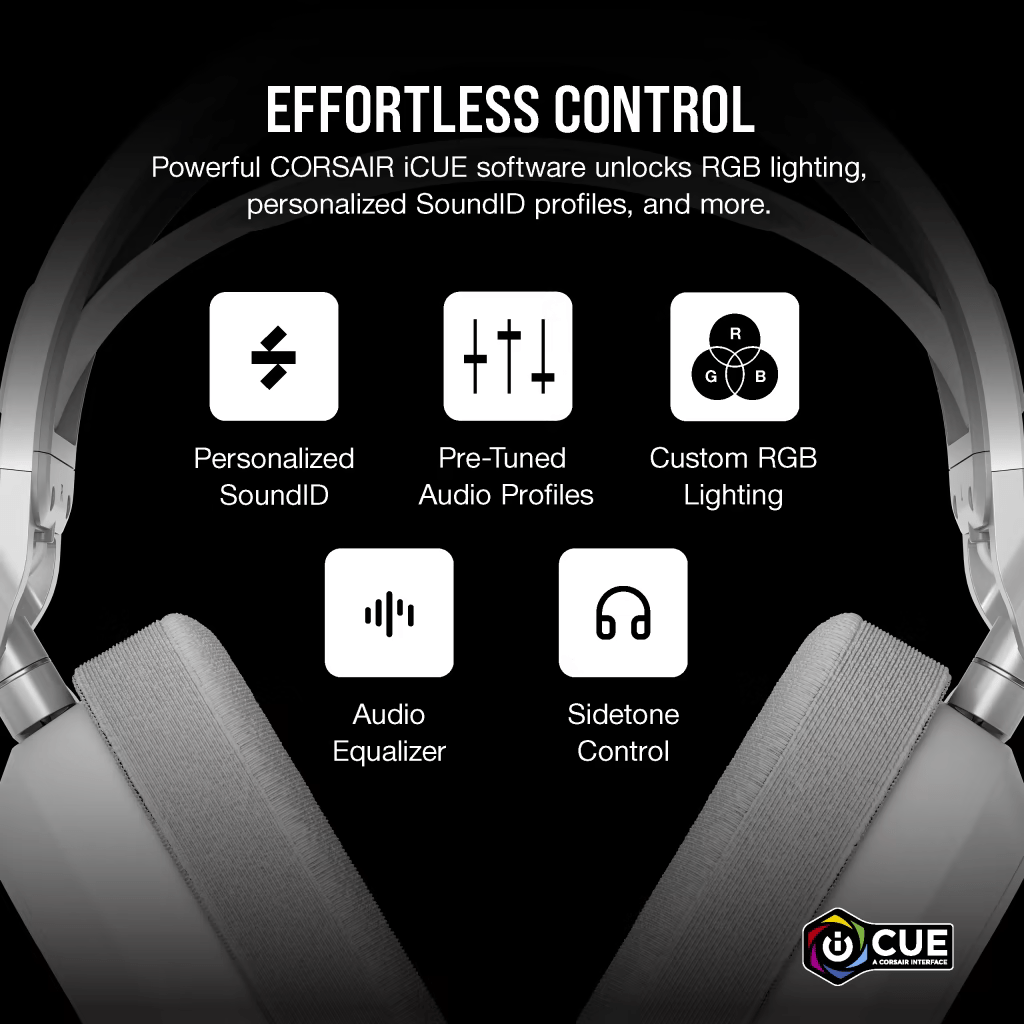Corsair HS80 MAX Dolby Atmos Kablosuz Gaming Kulaklık Beyaz (CA-9011296-EU)