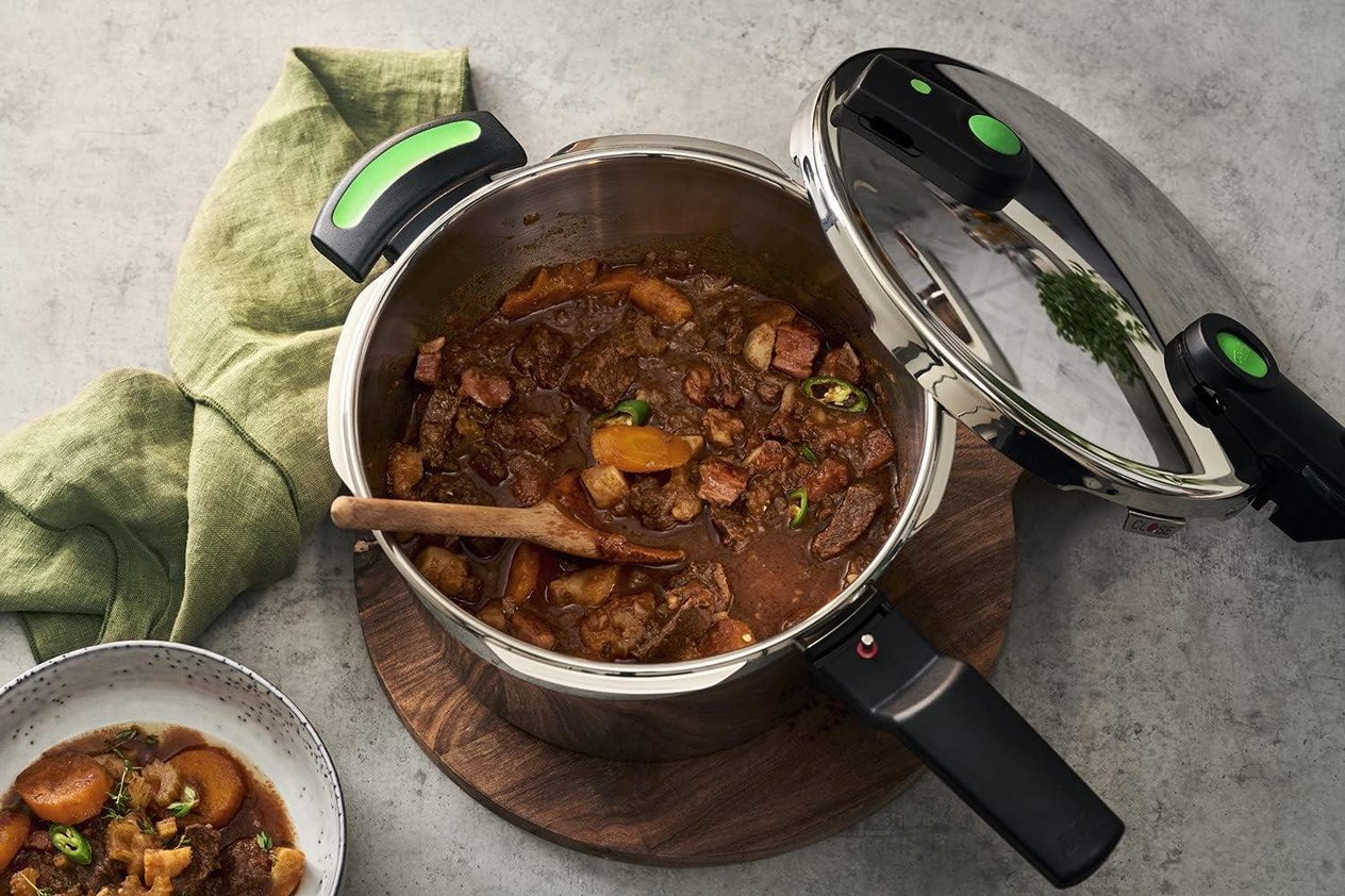 Fissler Vitaquick Green/Düdüklü Tencere Seti, 5 Parçalı (6 l - Ø 22 cm & Hızlı Kızartma Tavası 3,5 l - Ø 22 cm) Metal Kapak, Cam Kapak, Ek - İndüksiyon